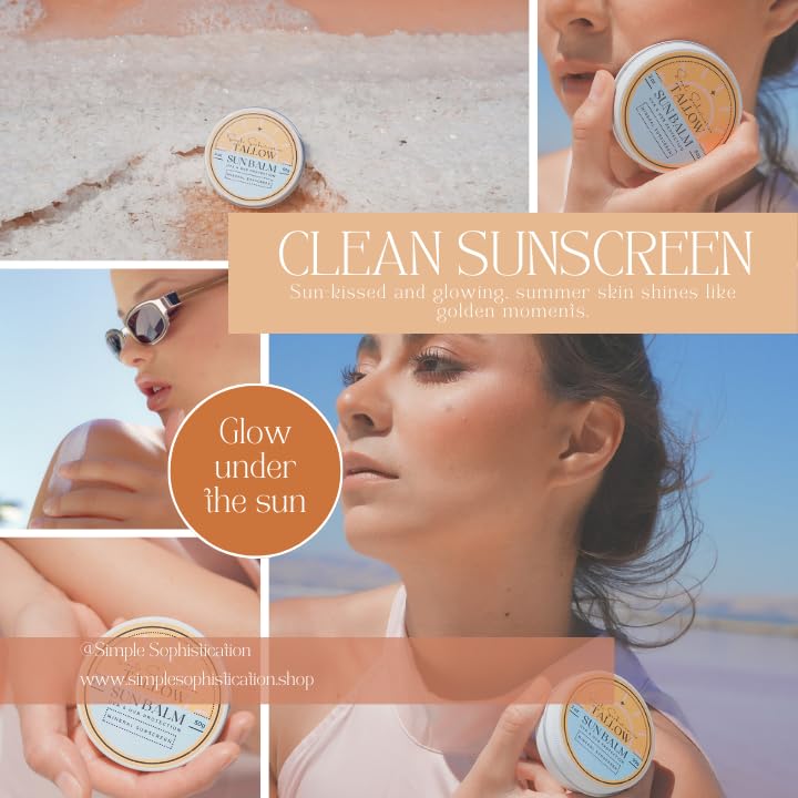 Simple Sophistication Tallow Sun Balm close-up with zinc oxide and castor oil
