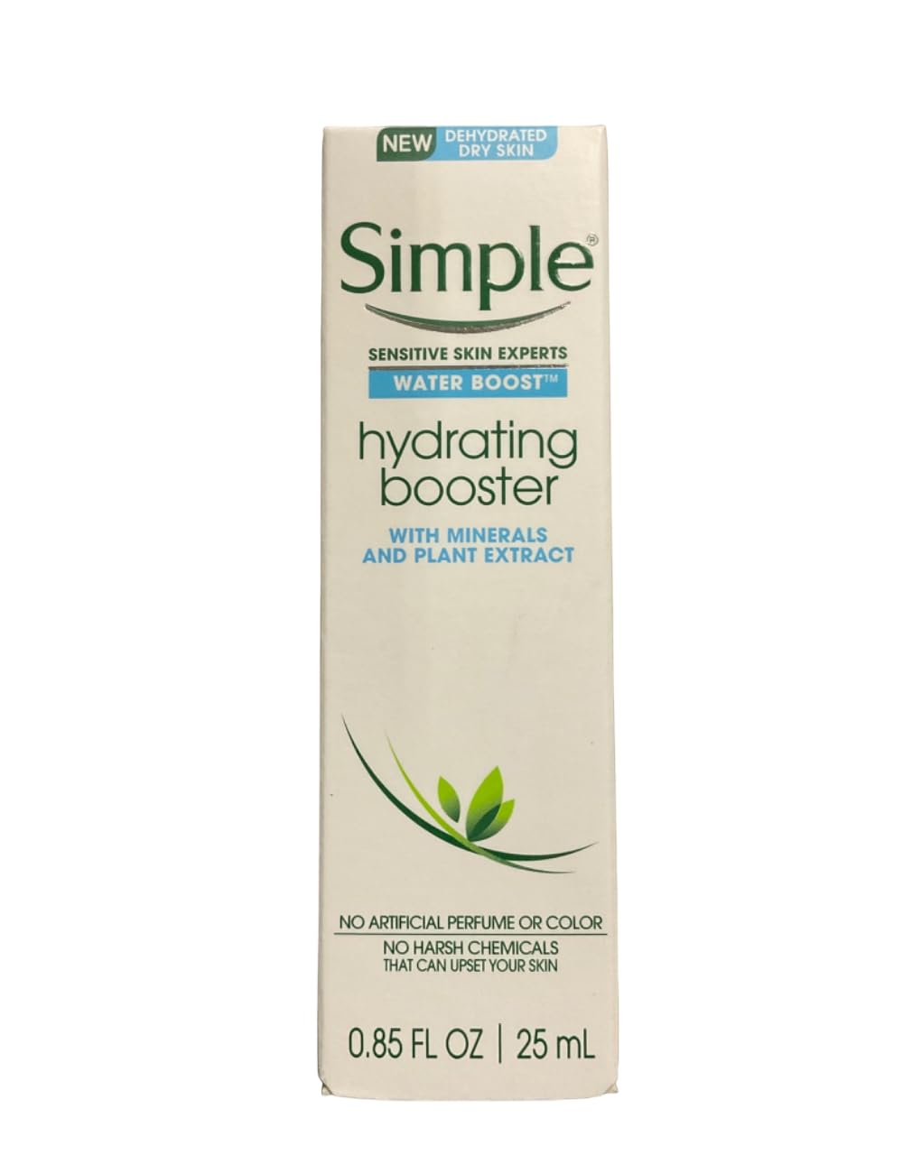 Simple Water Boost Hydrating Booster being applied for quick, lightweight hydration.