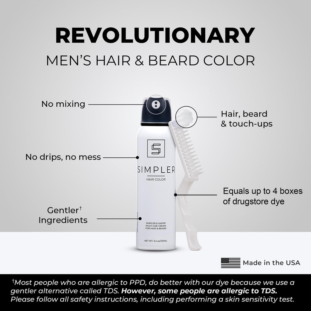 SIMPLER HAIR COLOR Ginger Men Ammonia Free Label communicates gentler formula