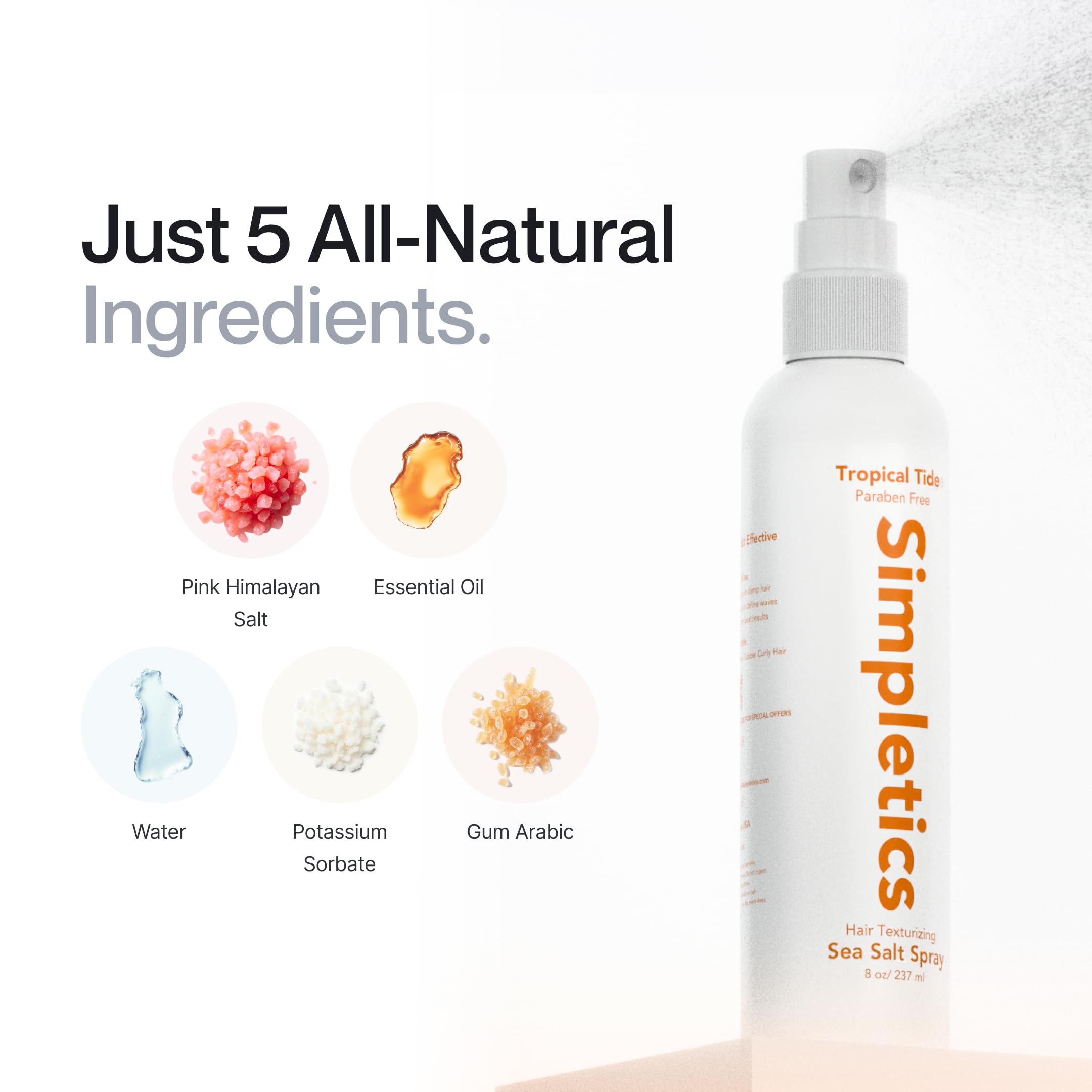 Close-up of hair texture after Simpletics sea salt spray application.