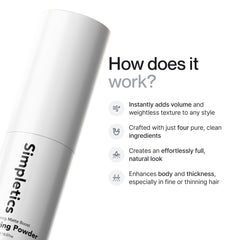 Shaking Simpletics Texturizing Powder before use for fresh styling.