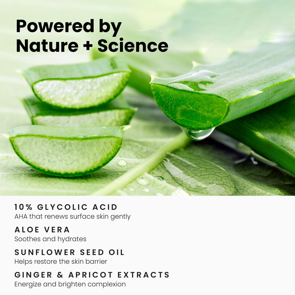 Simplified Skin glycolic face wash aloe vera infusion image highlights soothing, hydrating cleansing.