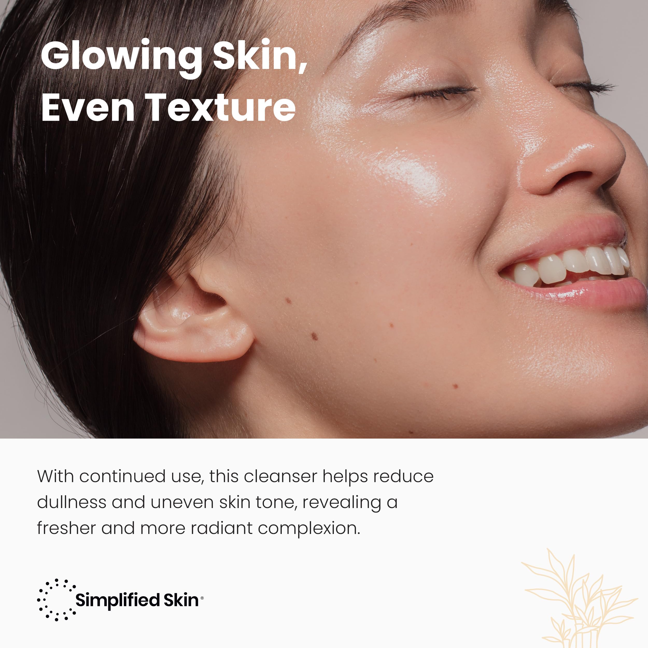 Simplified Skin glycolic face wash foaming lather demonstrates cleansing and exfoliation in one step.