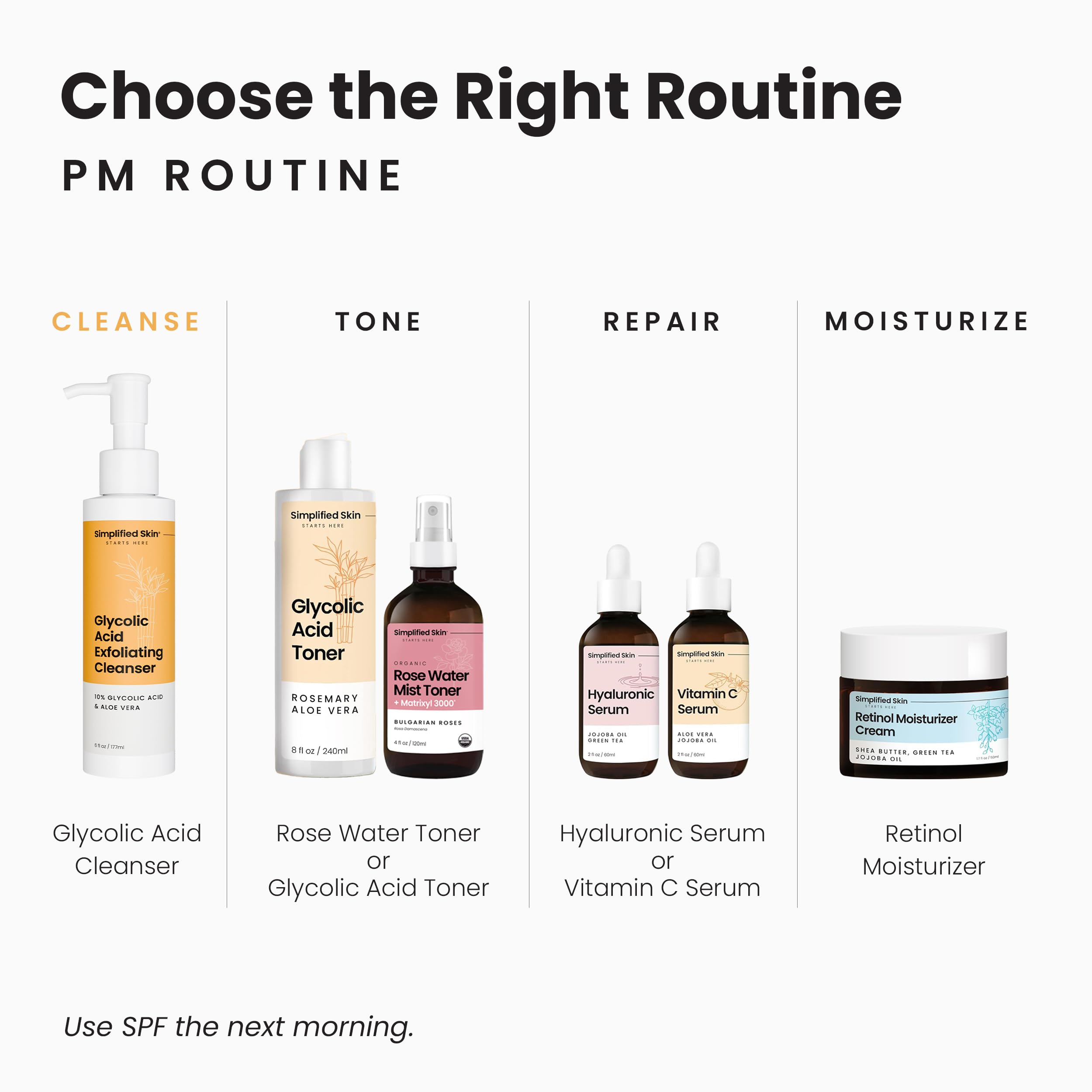 Simplified Skin glycolic face wash closeup on textured skin hints at improved texture.