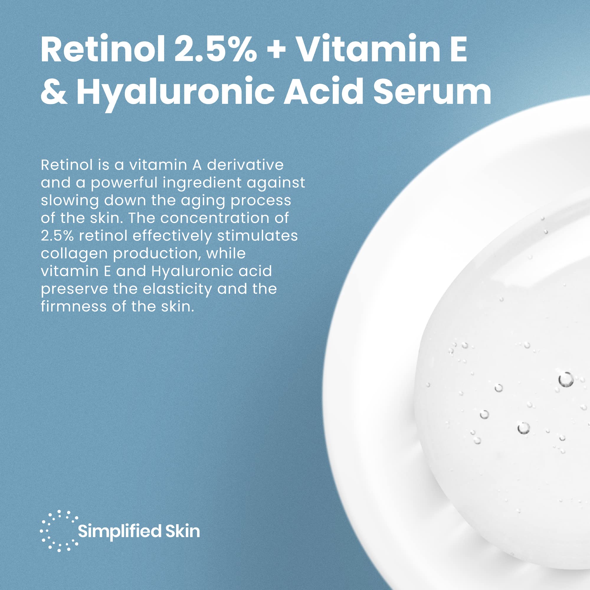 Simplified Skin retinol serum with vitamin E supports soothing skin comfort.
