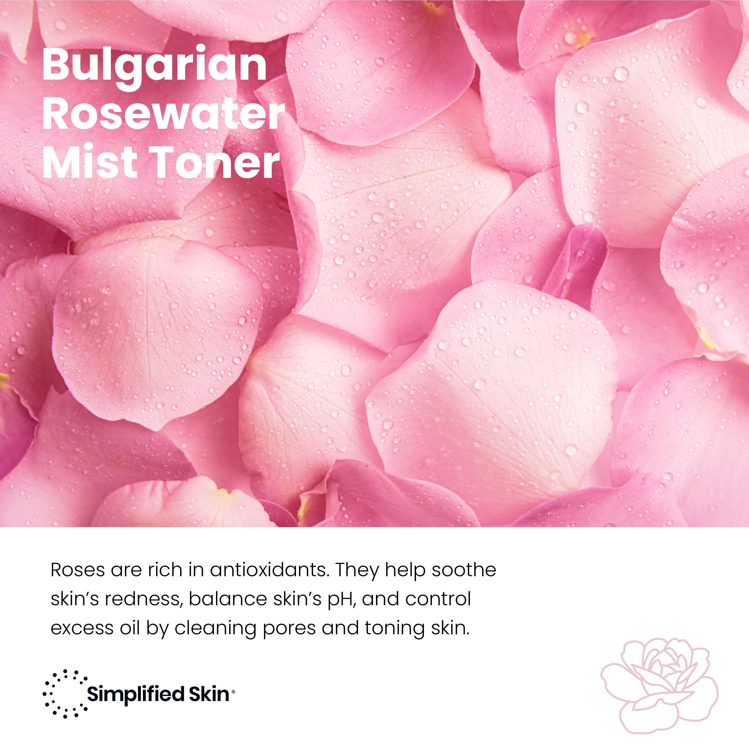 Simplified Skin rose water makeup setting spray helps hydrate and set.