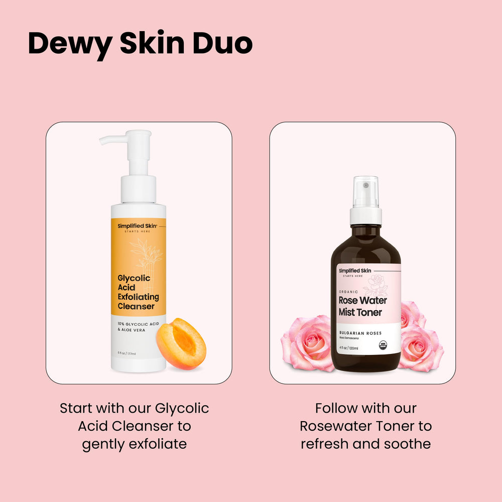 Simplified Skin rose water organic ingredients for antioxidant-inspired skincare ritual.