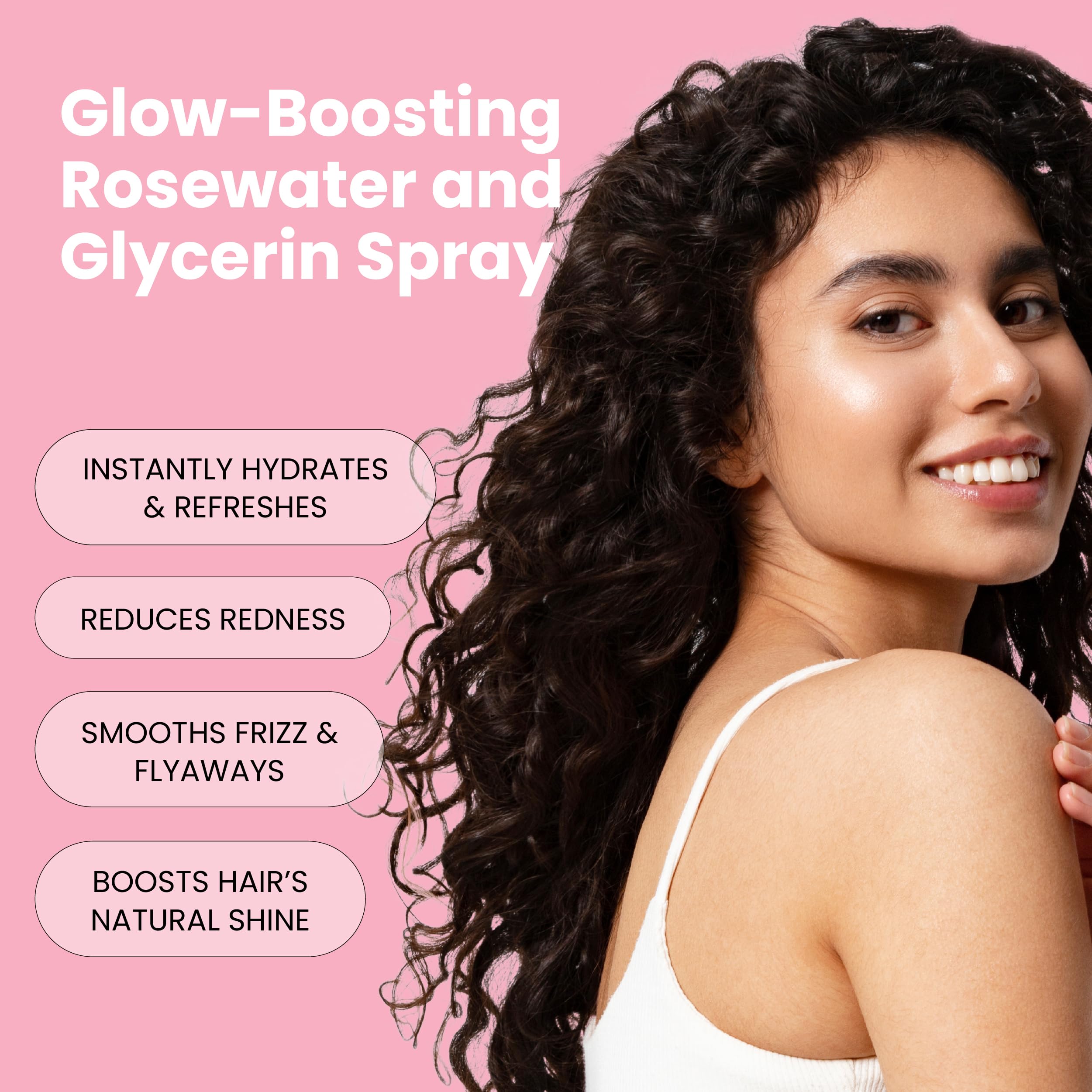 Simplified Skin rosewater spray ingredients close-up shows glycerin and hyaluronic acid hydration.