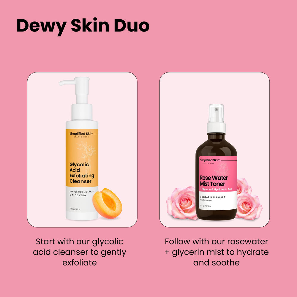 Simplified Skin rosewater spray on-the-go bottle enables portable hydration.