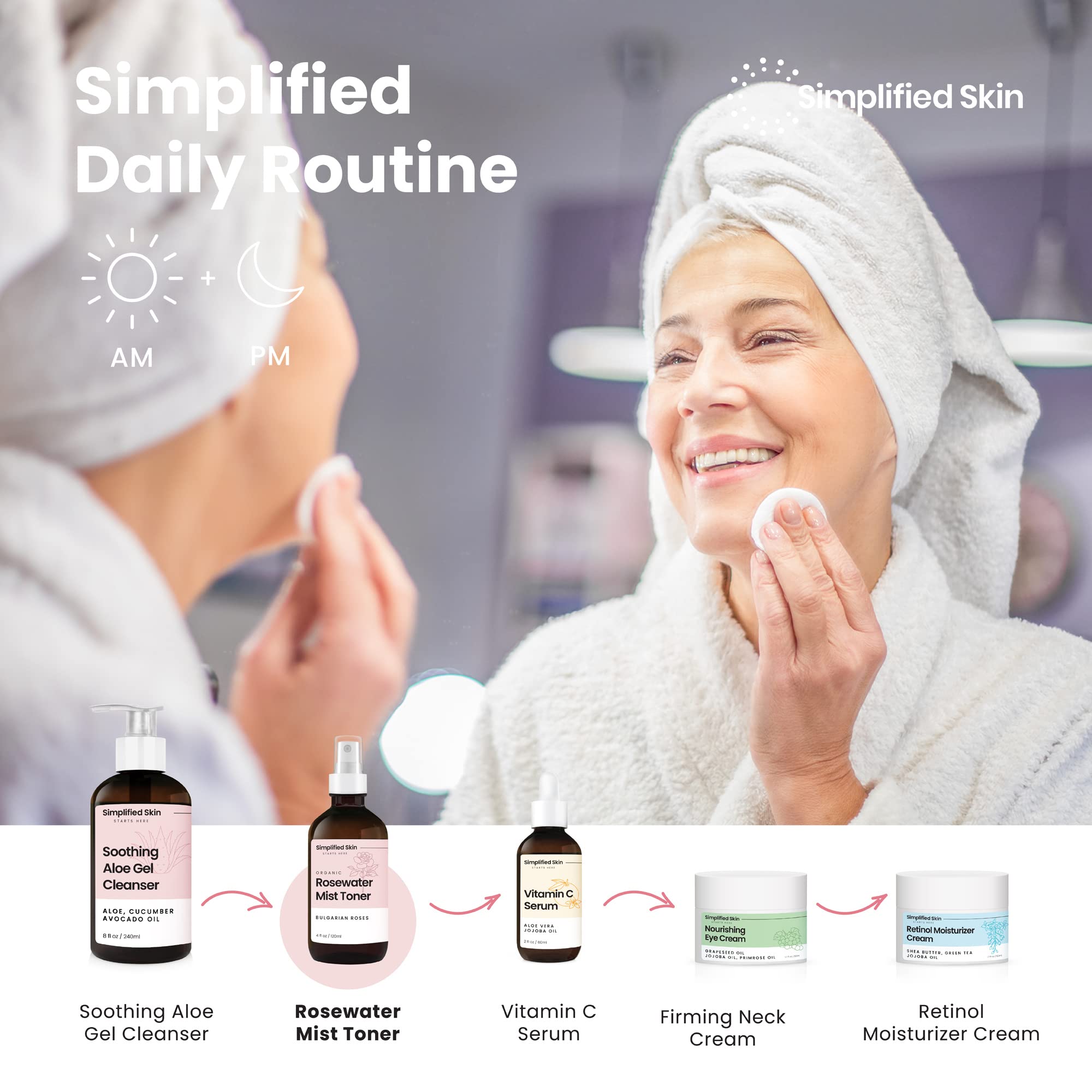 Simplified Skin rosewater body mist cools and refreshes skin anytime.