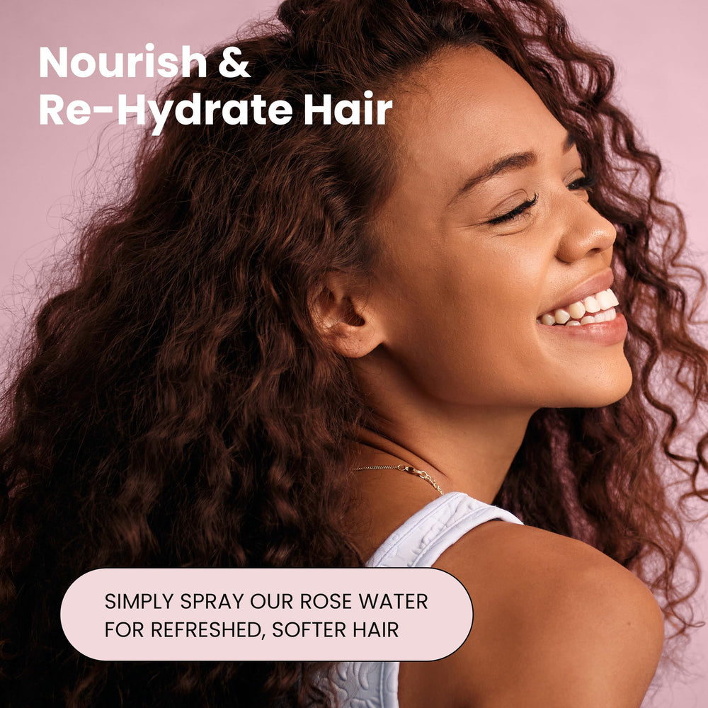 Simplified Skin rosewater mist application for makeup setting and fresh complexion.