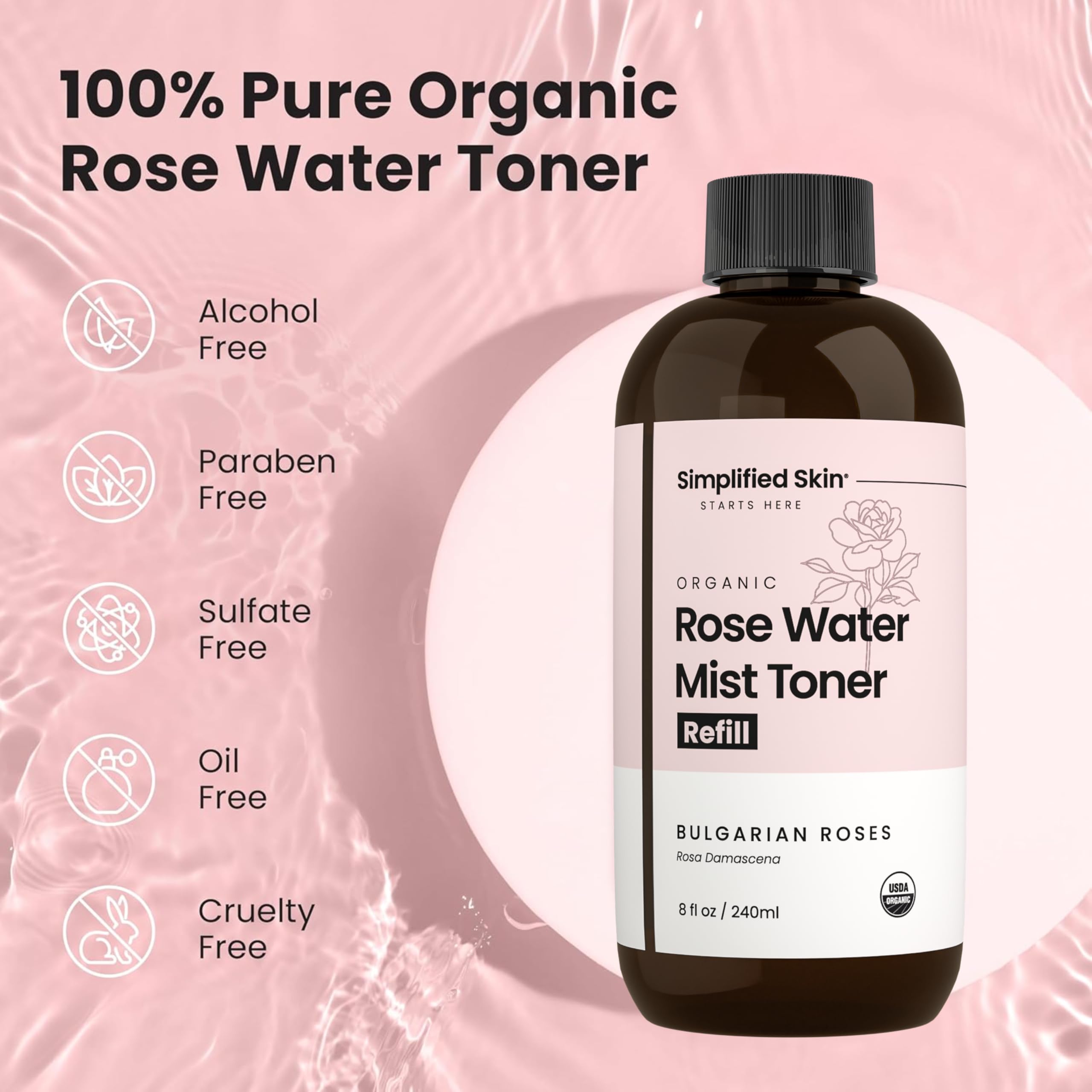 Simplified Skin refill pack helps extend your rosewater ritual sustainably.