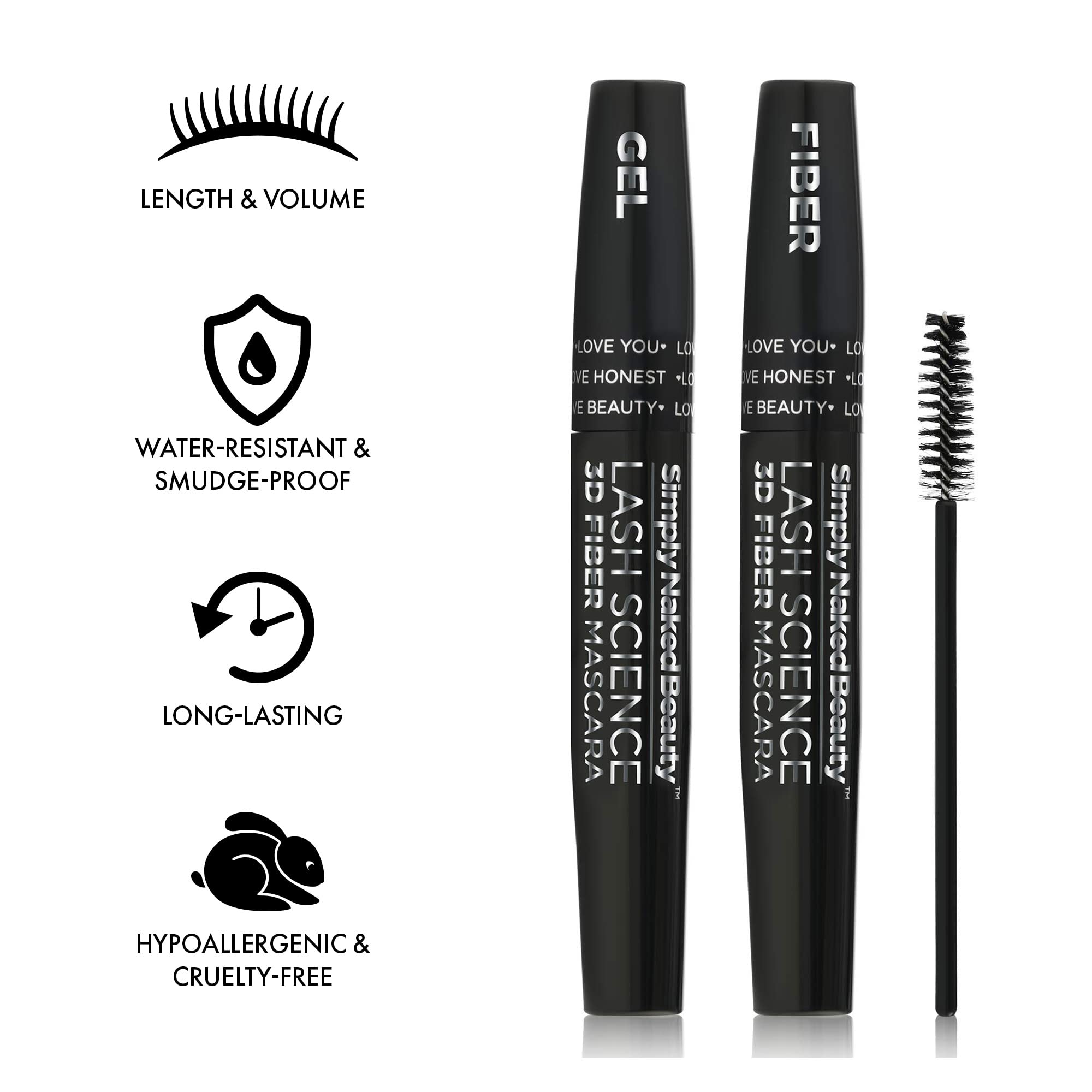 Simply Naked Beauty hypoallergenic formula close-up, designed for sensitive eyes and safe wear