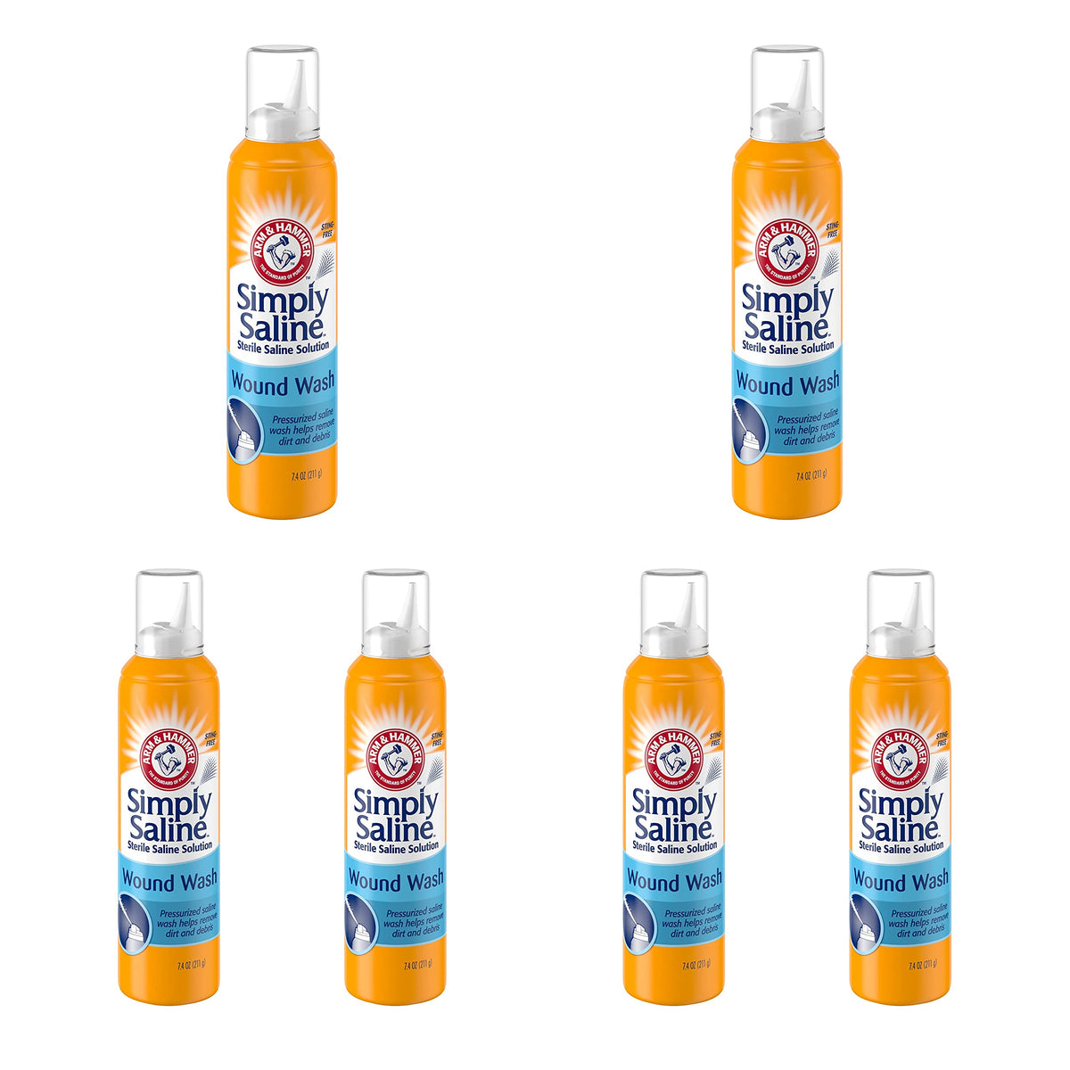 Simply Saline wound wash can with a steady pressurized spray for easy cleaning of minor wounds