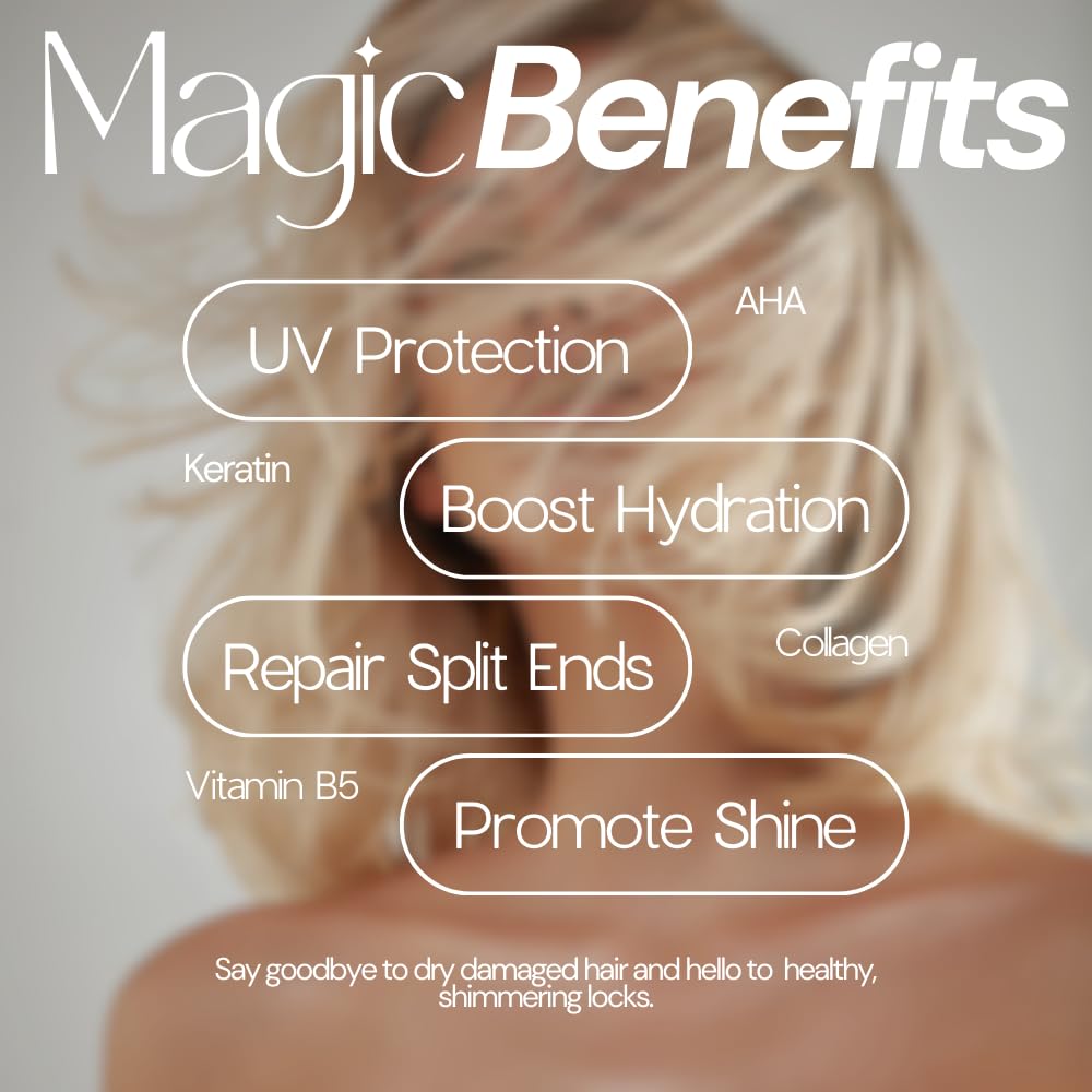 SIMPLY SMOOTH Magic Potion detangler spray in action provides lightweight glide.