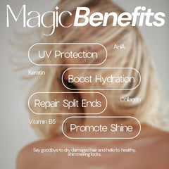 SIMPLY SMOOTH Magic Potion detangler spray in action provides lightweight glide.