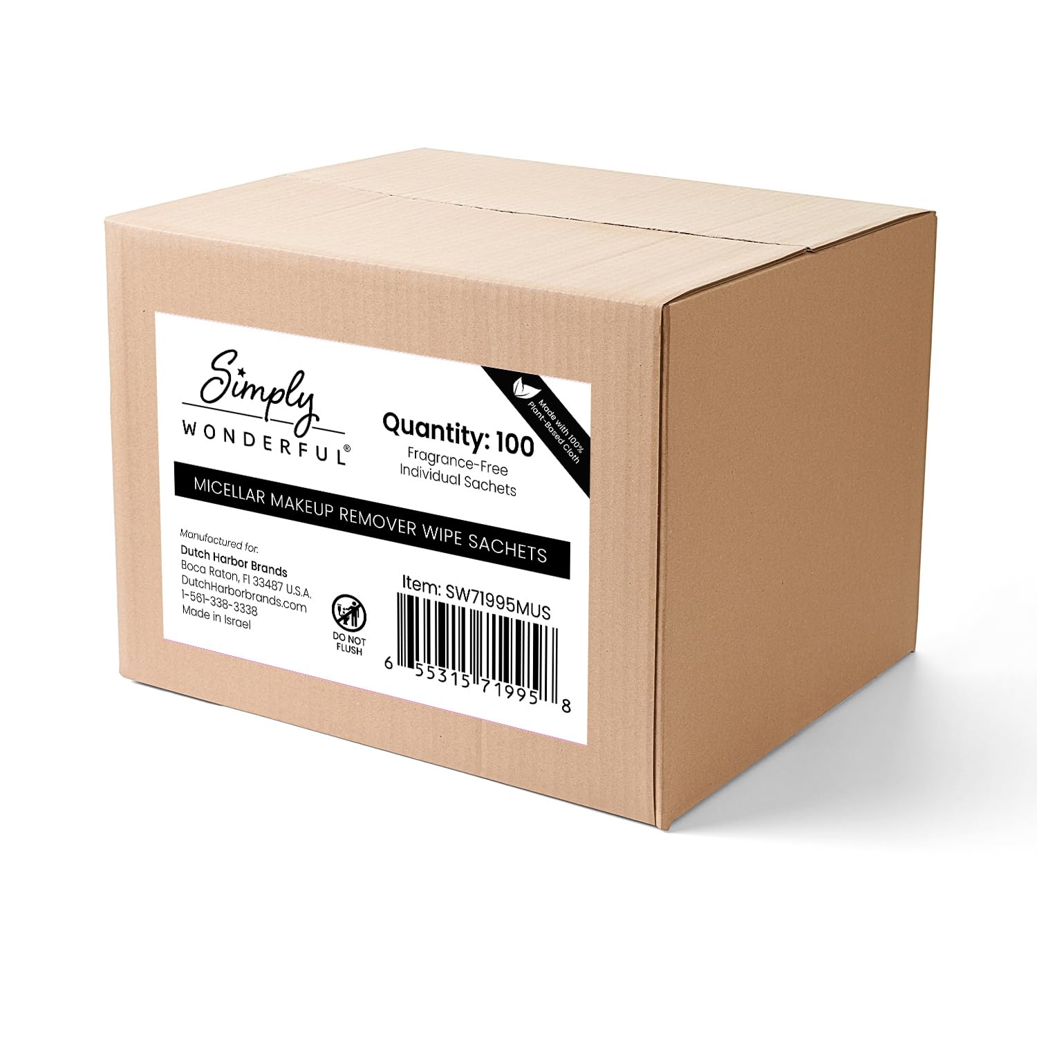 Simply Wonderful 5x7-in wipes generously sized for full-face cleansing.