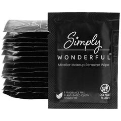 Simply Wonderful makeup wipes pack 100-count for convenient daily cleansing on the go.