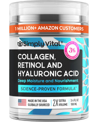 SimplyVital Collagen Retinol Hyaluronic Cream jar front, premium daily moisturizer for aging skin
