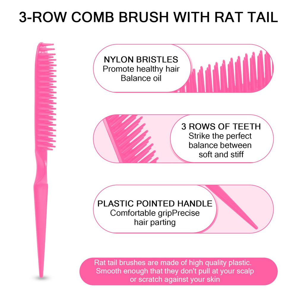 SIMPOR 3-row comb with rat-tail tip for precise parting and styling.