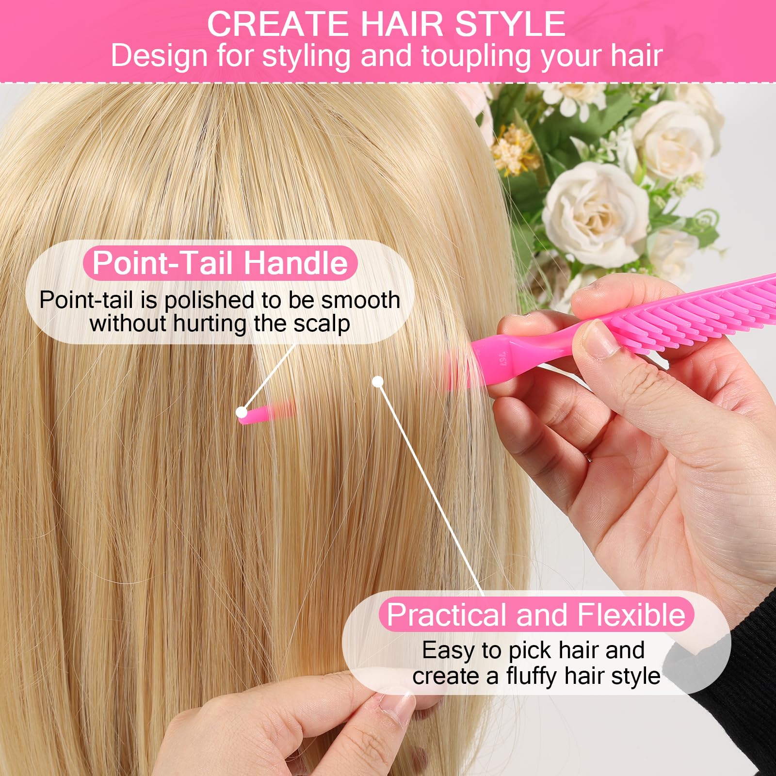 SIMPOR detangling comb glides through knots without pulling for pain-free grooming.