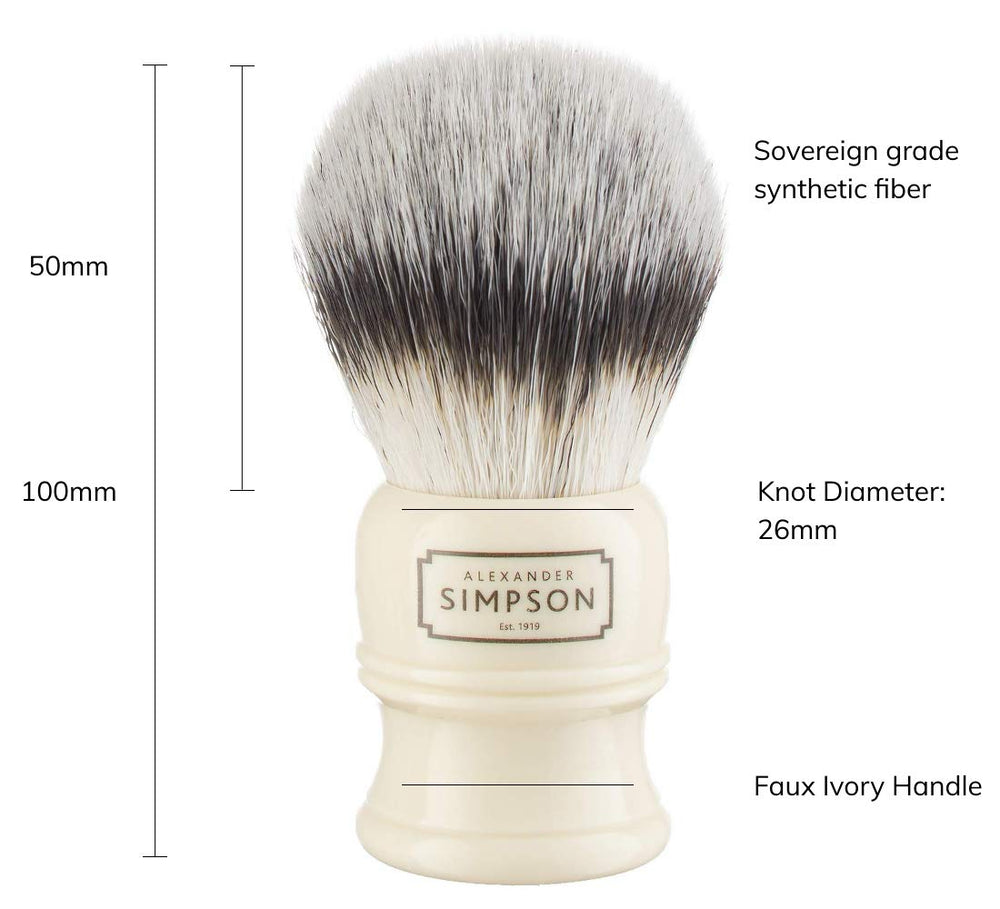 Simpson Trafalgar 3 brush close-up shows lathe-turned handle for durable grip.