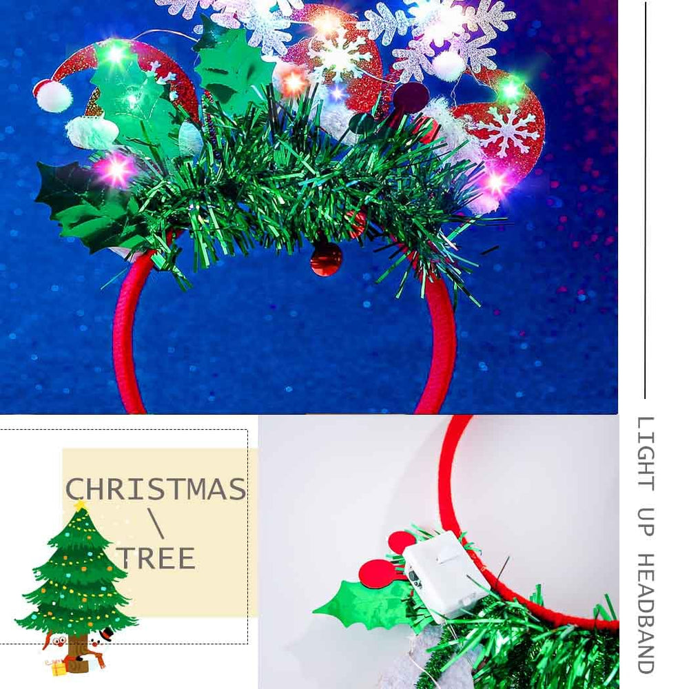 Sinalty glow LED hairband provides hands-free lighting for carols and events.