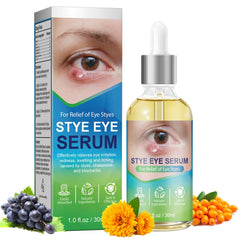 sinBron stye eye relief serum bottle demonstrates calming, fast relief for irritated eyelids
