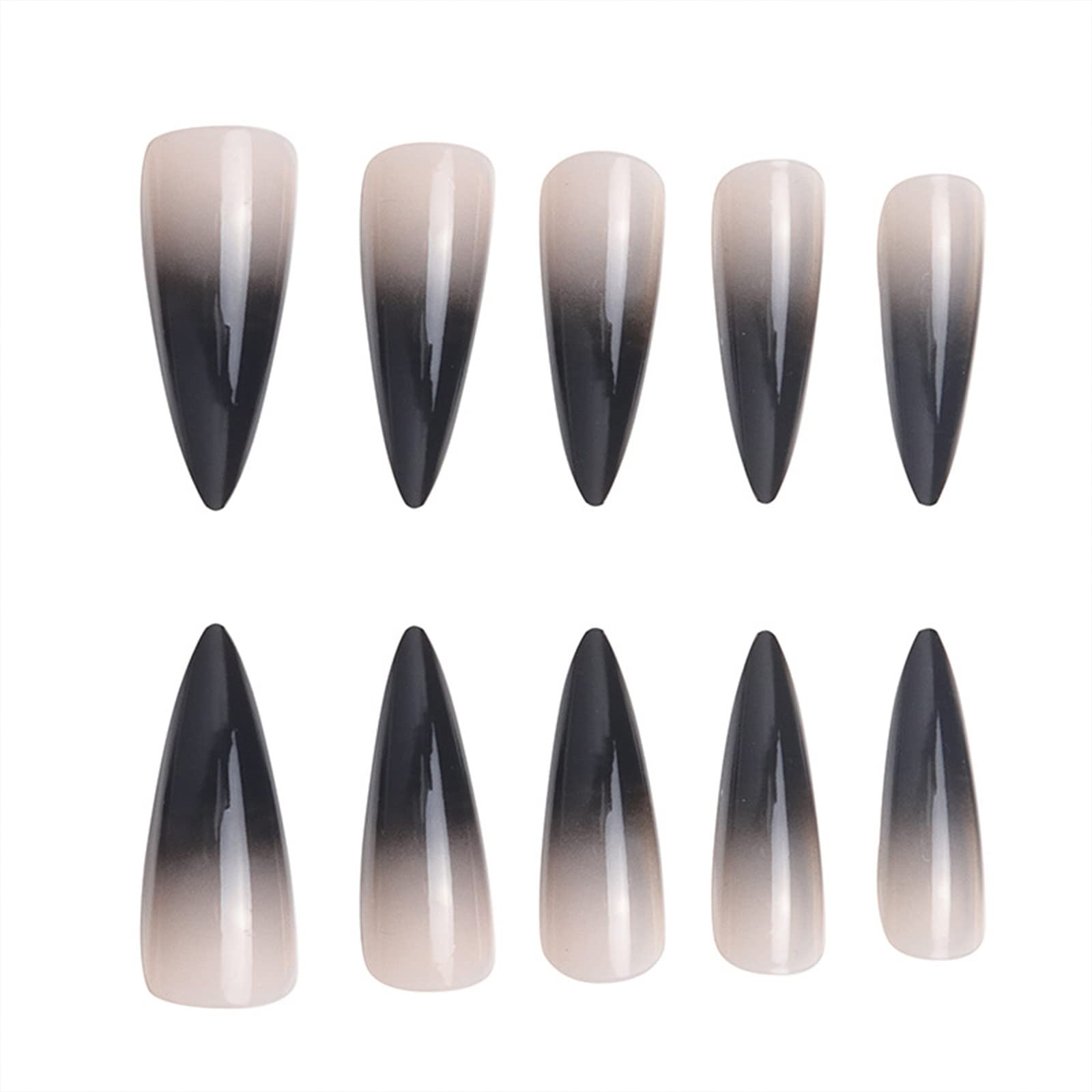 SINHOT extra-long full-cover almond nails with glossy finish for everyday wear.