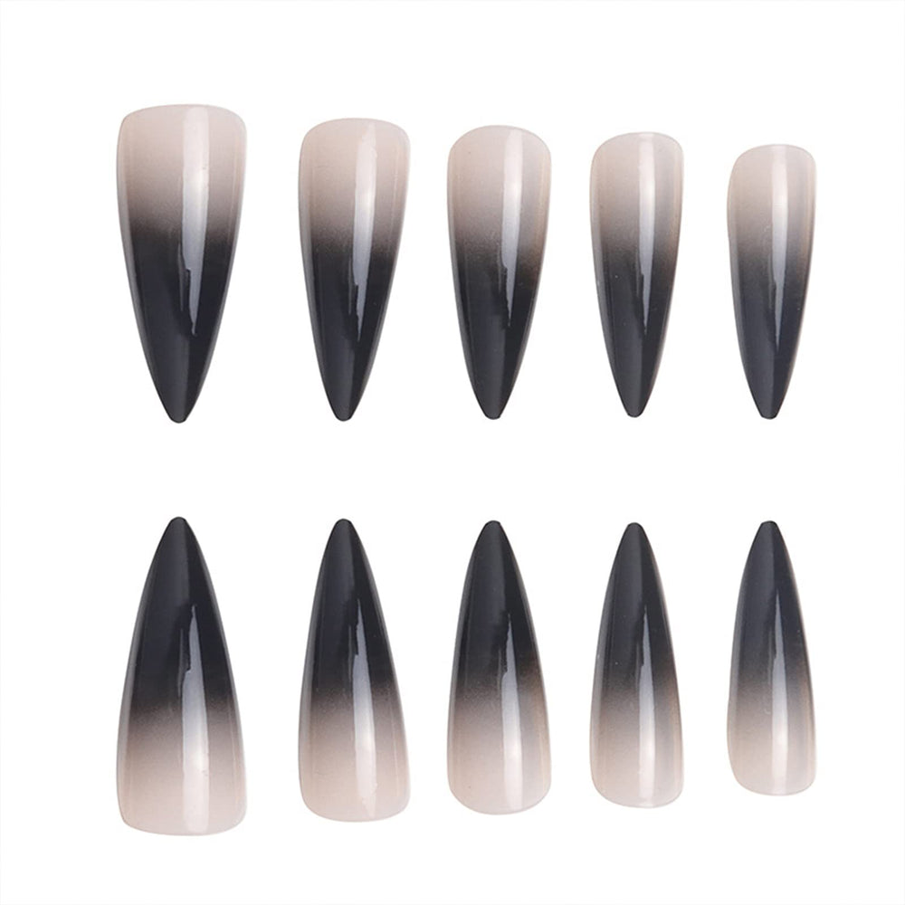SINHOT extra-long full-cover almond nails with glossy finish for everyday wear.