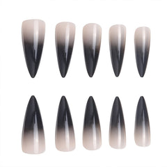 SINHOT extra-long full-cover almond nails with glossy finish for everyday wear.