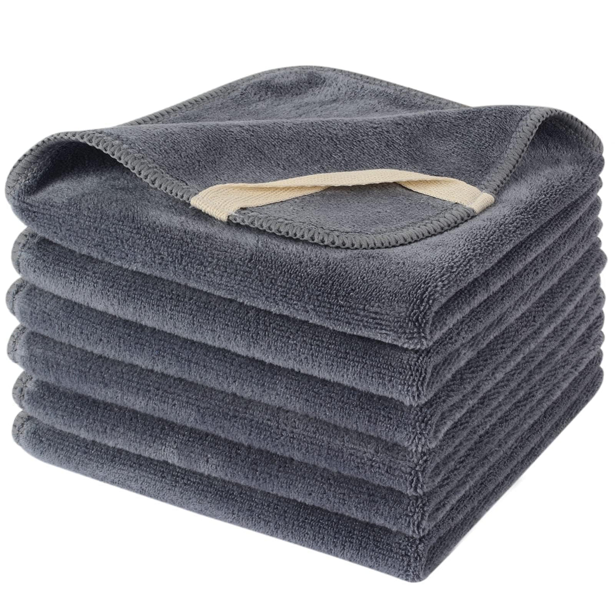 SINLAND microfiber facial cloths grey 6-pack with soft texture for gentle cleansing