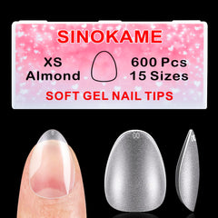 SINOKAME extra-short almond nail tips boxed for quick extensions.