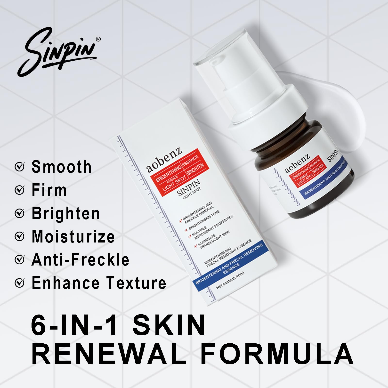 SINPIN aobenz application on forearm demonstrates daily-use spot correction.