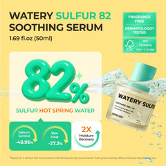 SINSURU Watery Sulfur 82 serum texture close-up for gentle daily use.