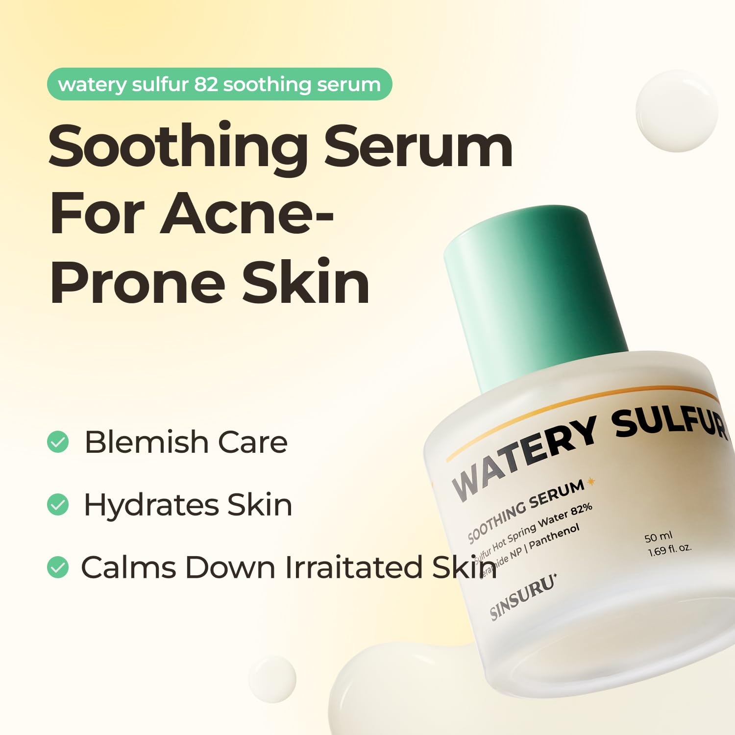 SINSURU Watery Sulfur 82 skin glow after use.