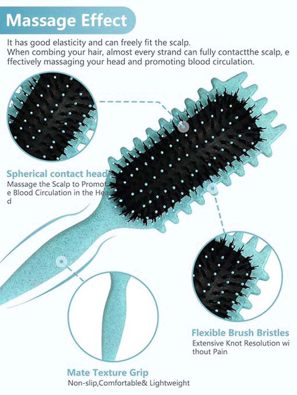 Sintario Green Curl Defining Brush on curly hair 2A–4C for defined, frizz-minimized curls.
