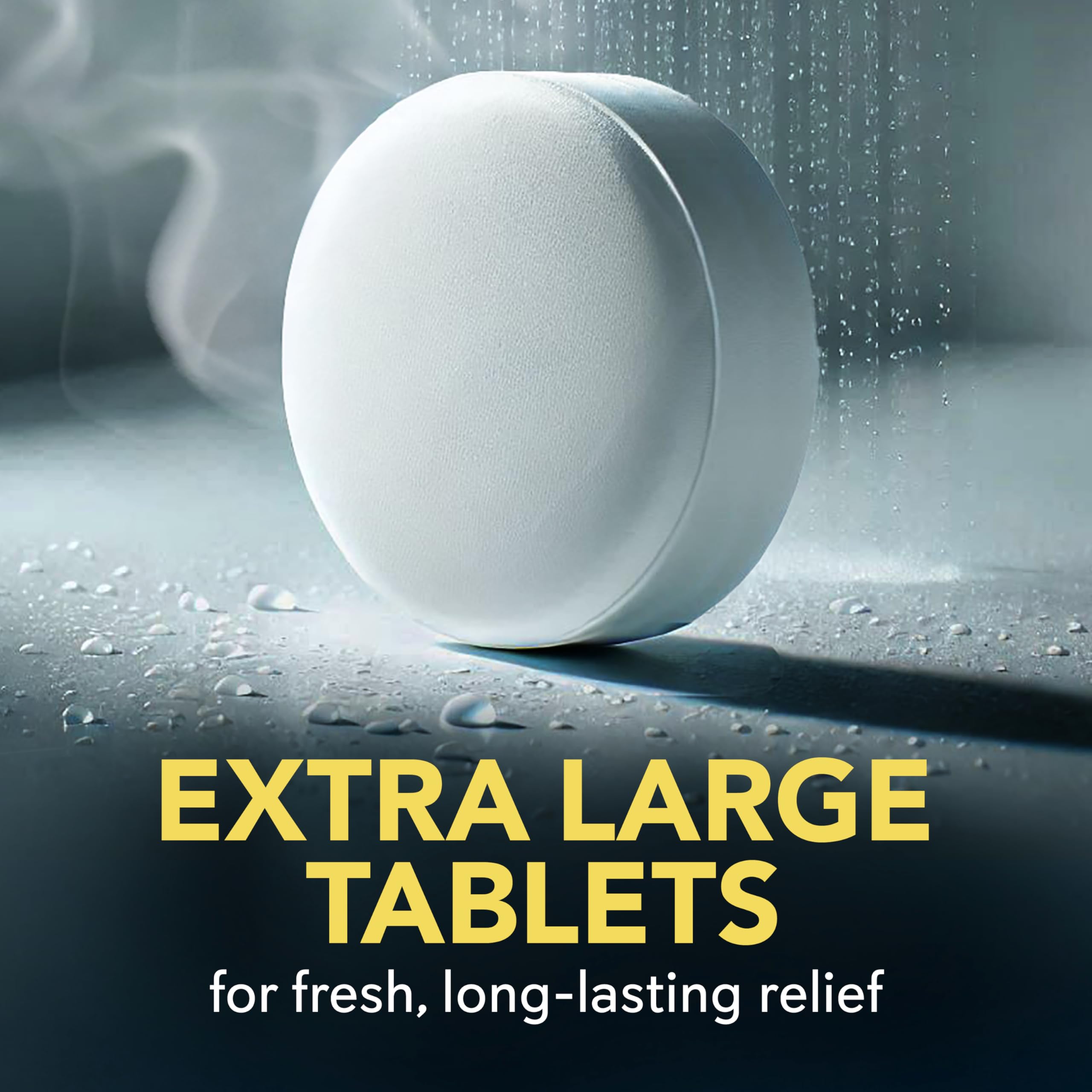 SinuCleanse extra-large tablet dissolving slowly for long-lasting vapor in the shower.