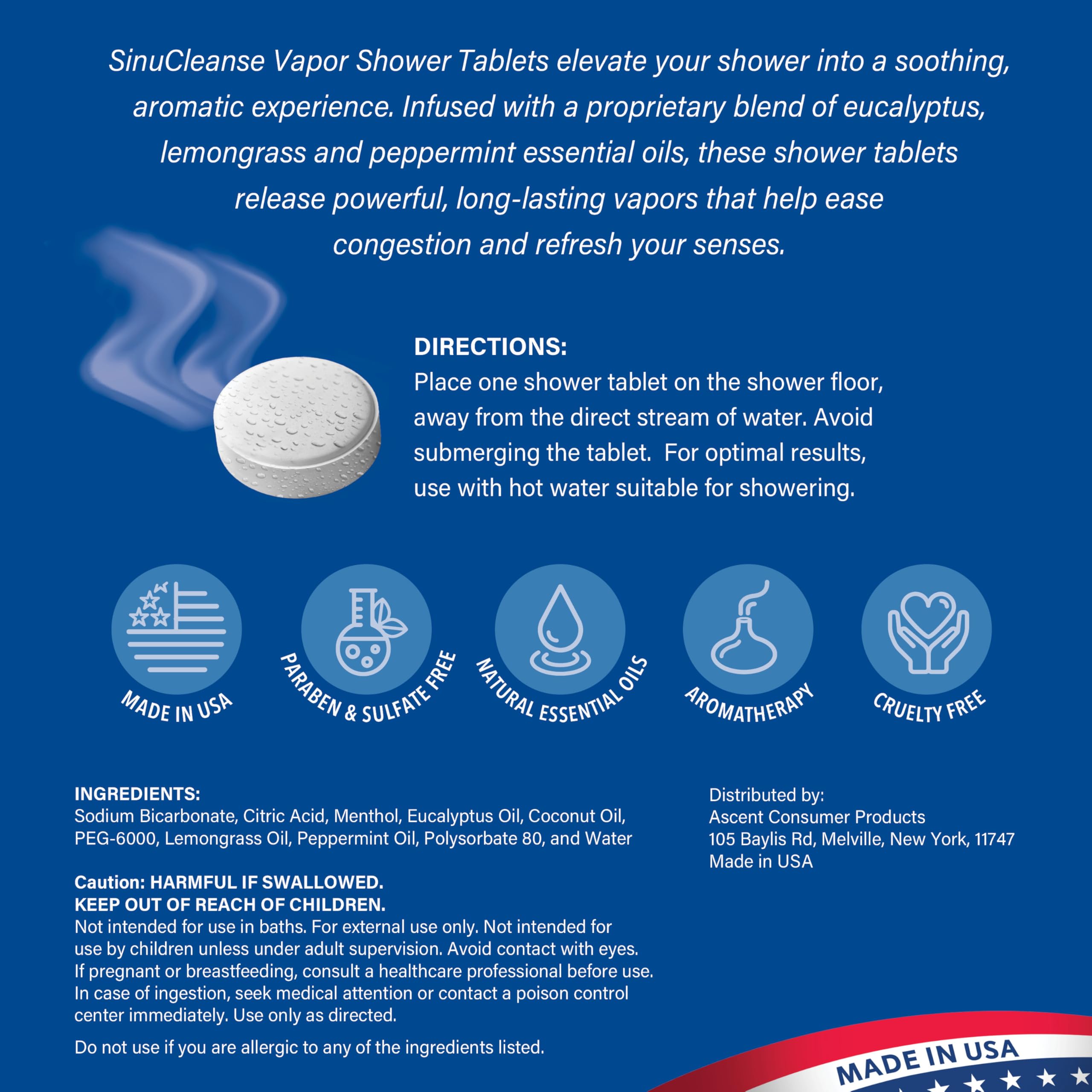SinuCleanse steam cloud rising in shower creating calming aromatherapy.