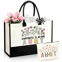 SiplyHaven Aunt Gifts tote bag front view for everyday carry and durable canvas