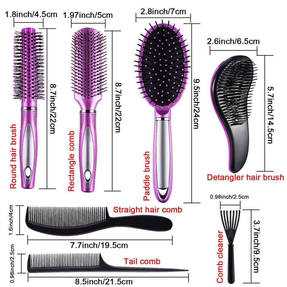 SIQUK paddle brush set rectangle brush in purple for detangling and styling
