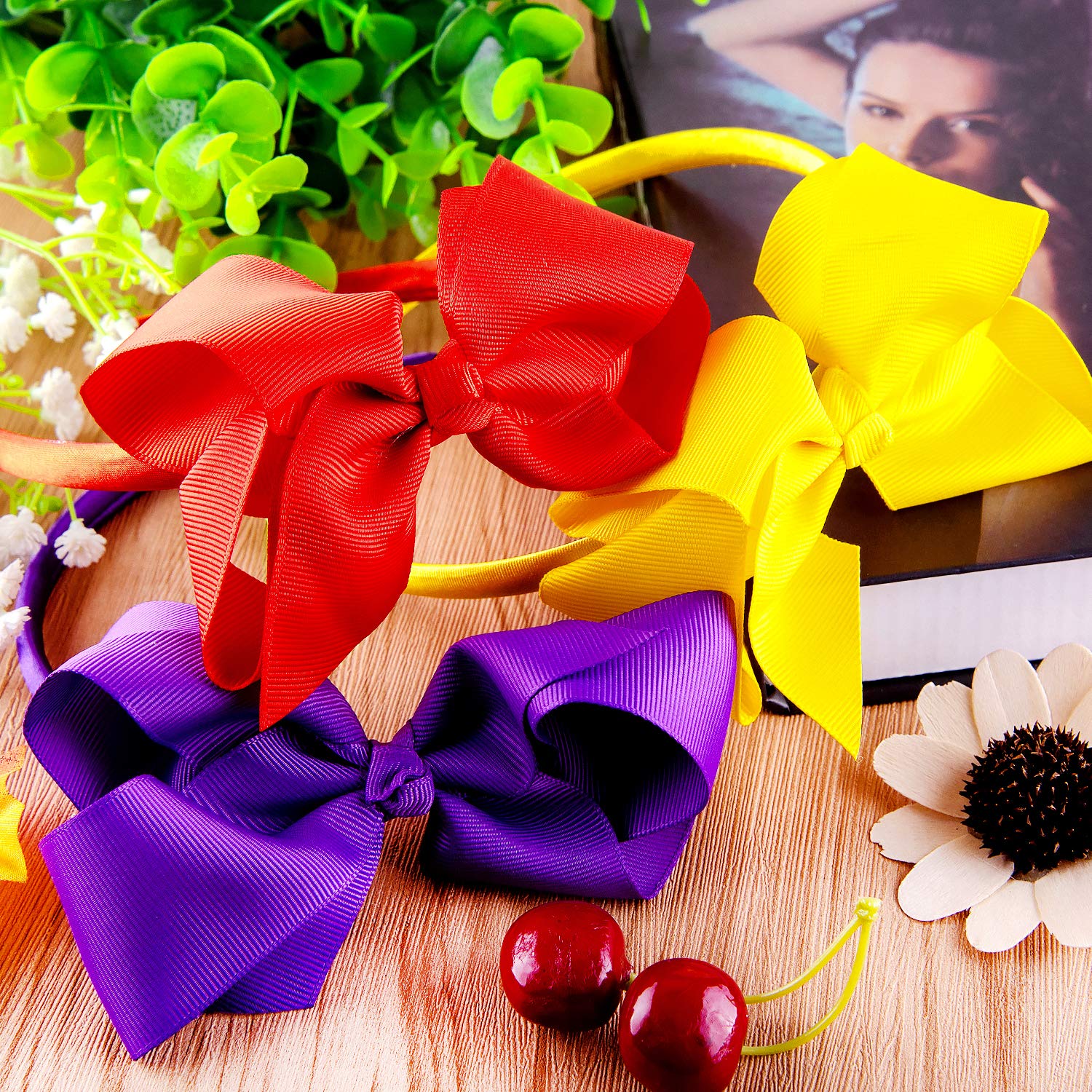 SIQUK bow headbands rose red enhance outfits with sweet vibrant ribbon