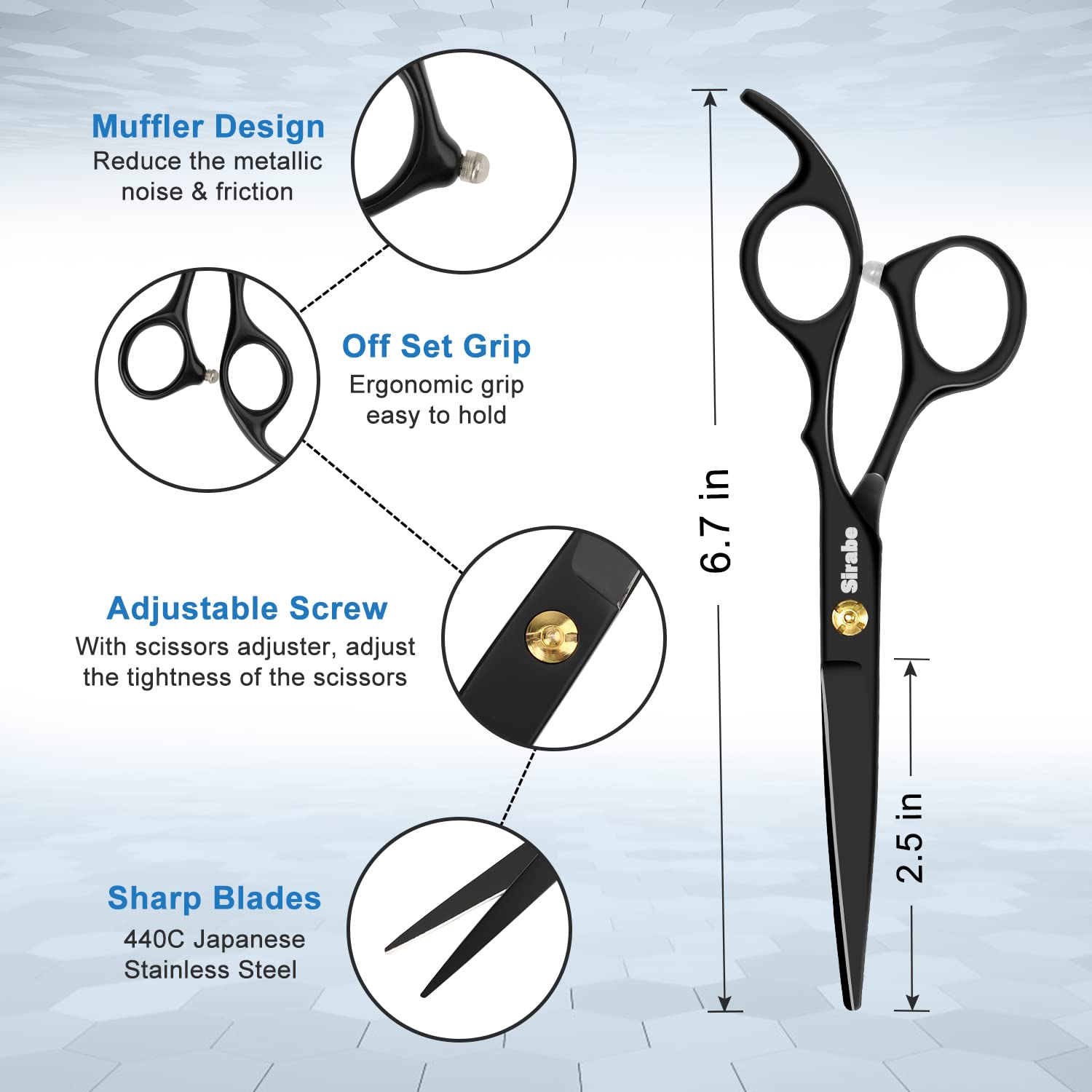 Sirabe professional-design scissors shown in cutting action for salon use