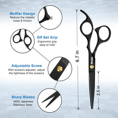 Sirabe professional-design scissors shown in cutting action for salon use