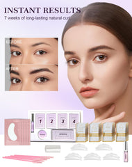 Siripine Lash Lift Kit fixation lotion bottle shows setting step for long-lasting curl