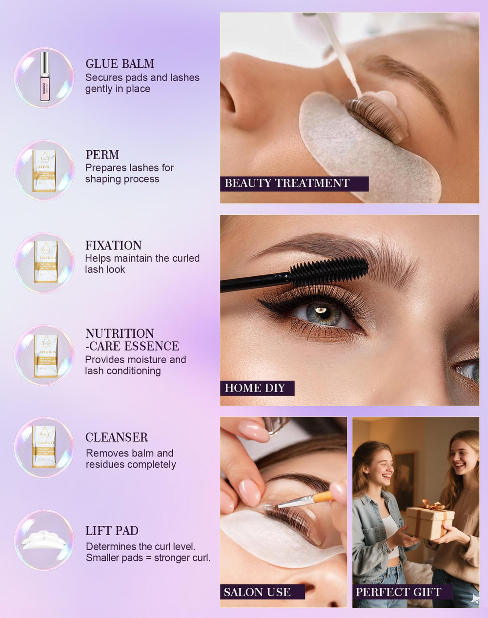 Siripine Lash Lift Kit lash brush tool shown for even product distribution and curl shaping
