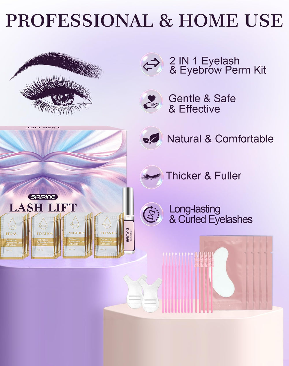 Siripine Lash Lift Kit lift pads with silicone for natural-looking curl