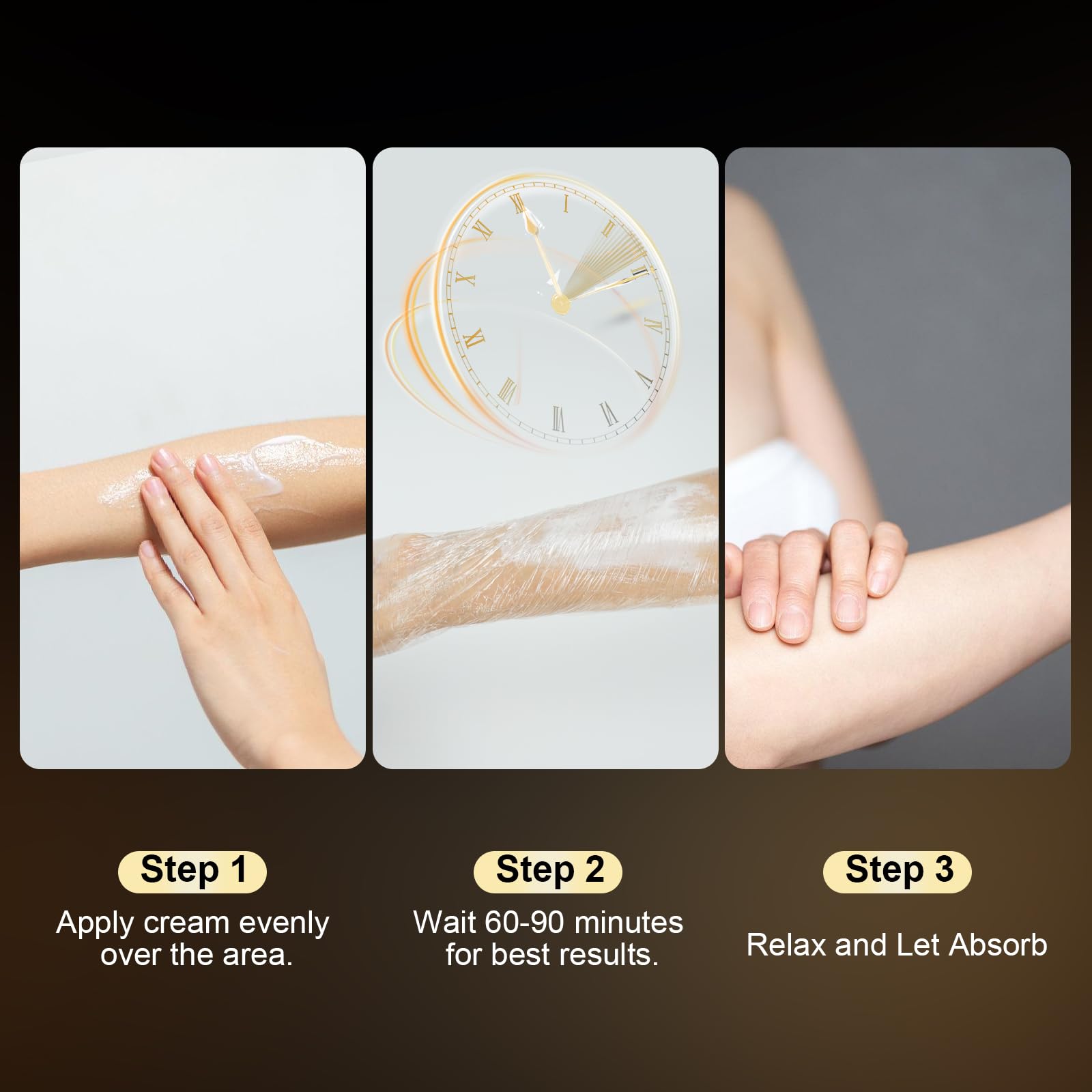 Siripine Numbing Cream being applied shows a quick-dry, non-sticky finish.