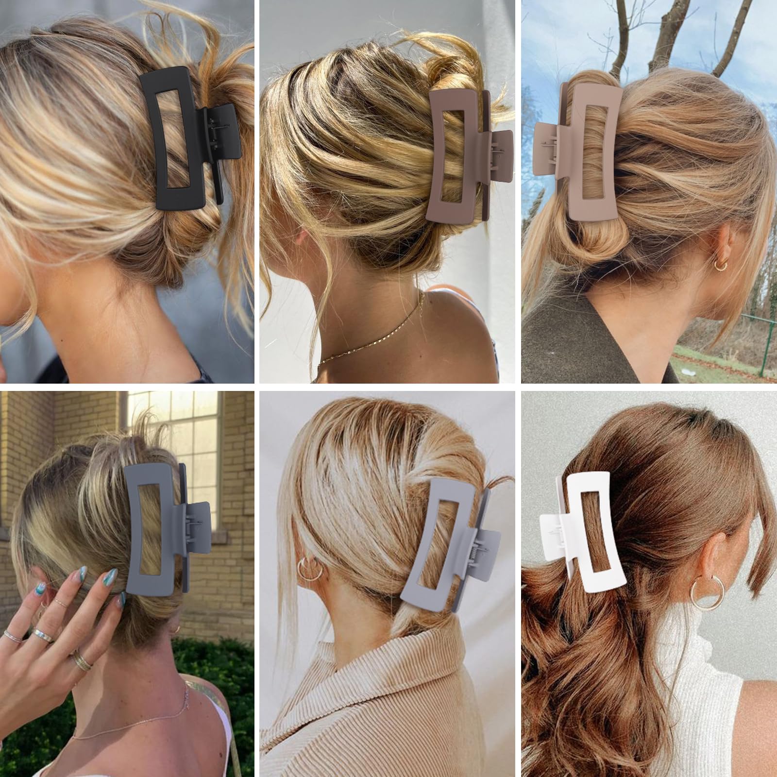 Sisiaipu large claw clip fashion brown grey in-hand for easy styling.