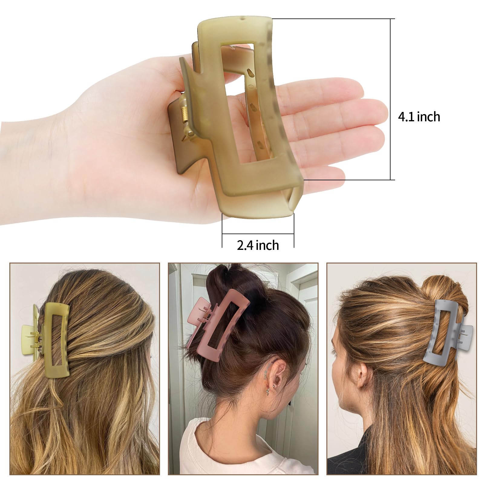 Sisiaipu rectangle hair clip nonslip: durable acrylic for busy mornings.